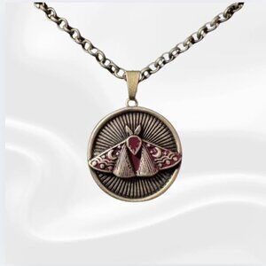 Vintage Gold Tone Moth Pendant Necklace | Inspirational "Always Find the Light"